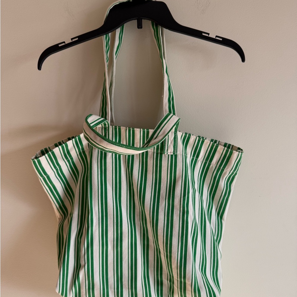 H&M White and Green Striped Tote Bag - Picture 3 of 5